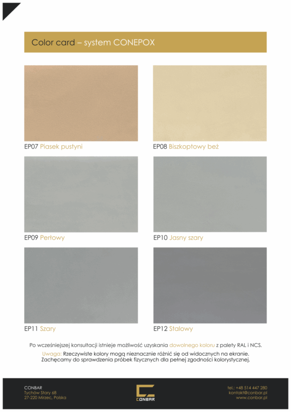 Wzornik kolorów mikrocementu epoksydowego