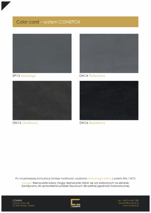 Wzornik kolorów mikrocementu epoksydowego